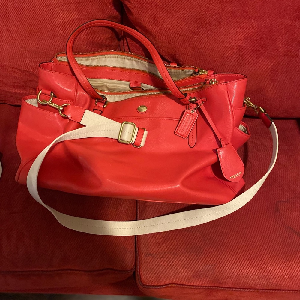 Red coach baby bag